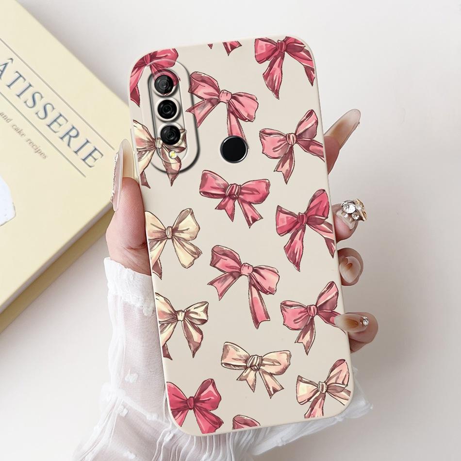 For Huawei Y6p MED-LX9 MED-LX9N Beautiful Bow Rose Painting Phone Case For Huawei Y6P 2020 Soft Silicone Shockproof Cases
