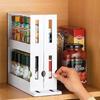 2 Layer Storage Kitchen Rotating Organize Spices Jar Bottle Storage Rack Kitchen Bottle Storage Organizer Shelves Slide Cabinet
