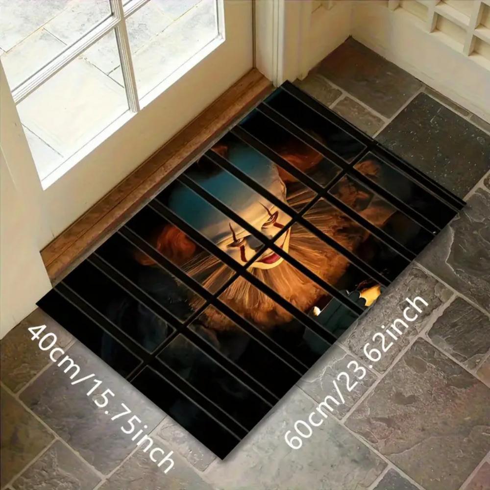 Halloween Door Mat Spooky Pennywise Clown Door Mat Living Room, Bedroom, Kitchen, Entrance Anti-slip Floor Mat Hallway Floor Mat