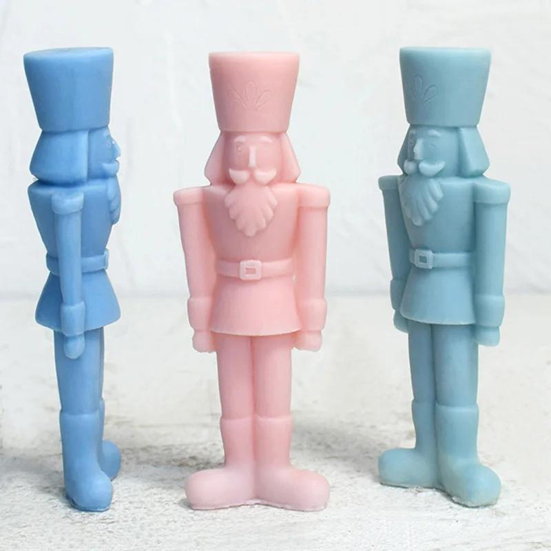 3D Nutcracker Silicone Candle Mold Christmas Decor Silicone Mold DIY Dinner Soy Wax Silicone Mould Christmas Scented Ornaments