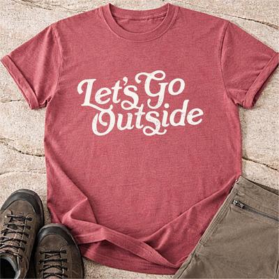 Lets Go Outside Shirt, Vintage Retro Typography Tee, Outdoorsy Quote T-Shirt