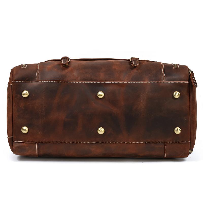 58cm Large Travel Bag 40l Genuine Leather Handbag For Trip Shoulder Bag Dual Use Travel Bag High Capacity With Shoe Compartment