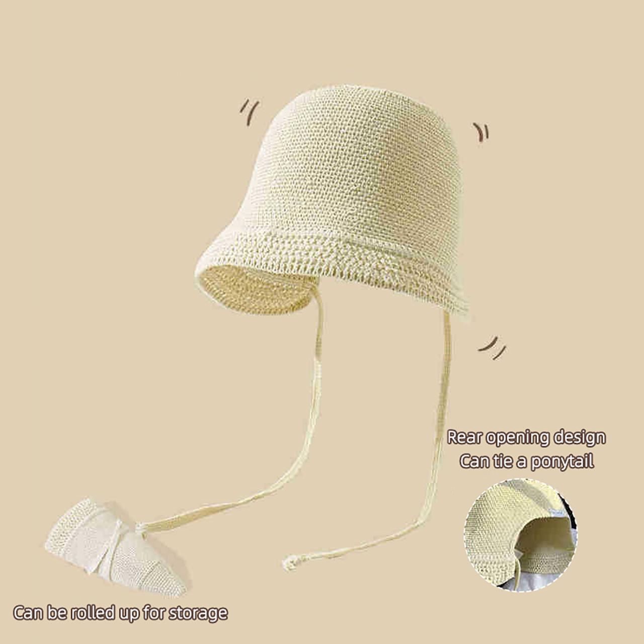 

Summer Mesh Breathable Straw Hat Solid Color Wide Brim Panama Sunscreen Cap Outdoor Travel Foldable Fisherman Hat One Size бежевый