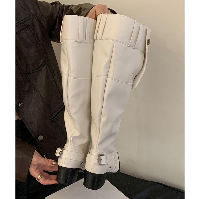 Fashion Party Ladies Knee High Modern Boots With Heels Footwear Female Buckle Fashion Pointed Toe Women Long Boots Shoes Pumps new