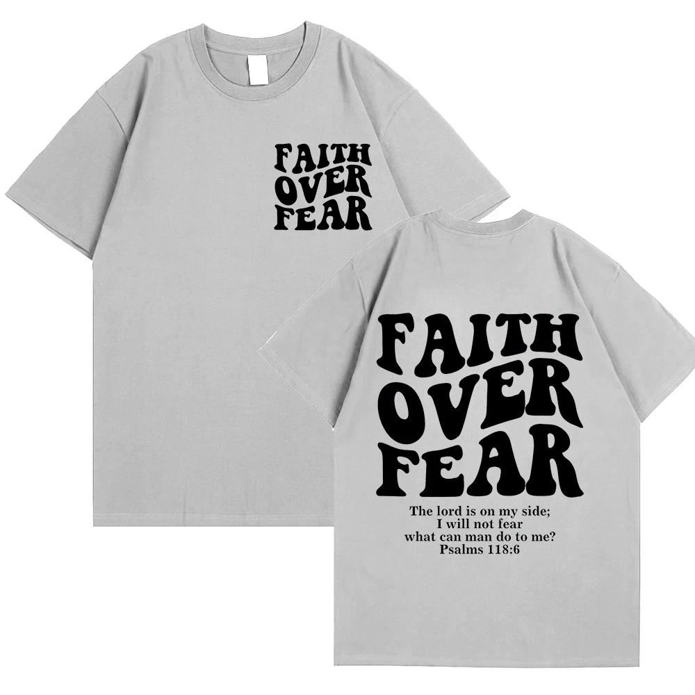 Faith Over Fear Christian Women Tshirts Christian Clothes Jesus Fashion Trendy Tshirts Bible Verse Sportwear Aesthetic Clothes
