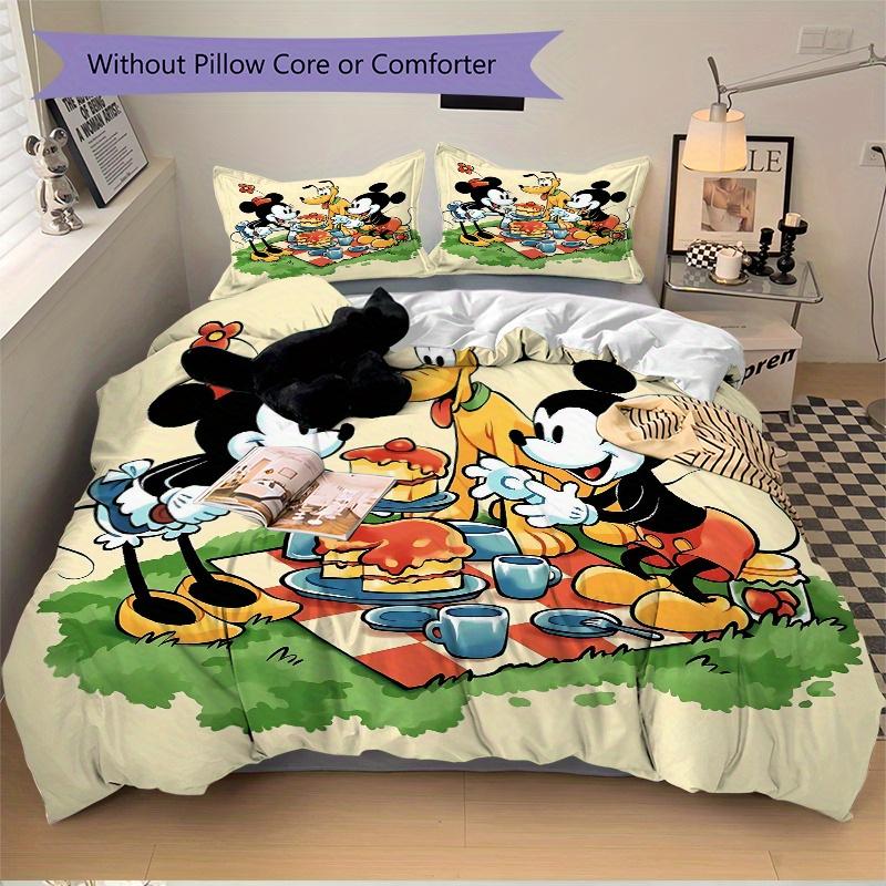 3pcs Mickey and Friends at Picnic Bedding Set Includes 1 Quilt Cover and 2 Pillowcases, Comfortable B060