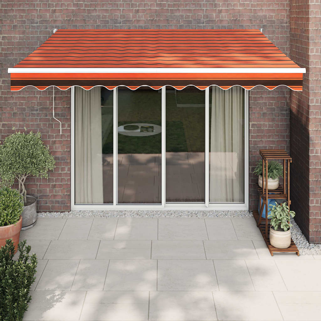 Retractable Awning Orange and Brown 3.5 X 2.5 M Fabric & Aluminum