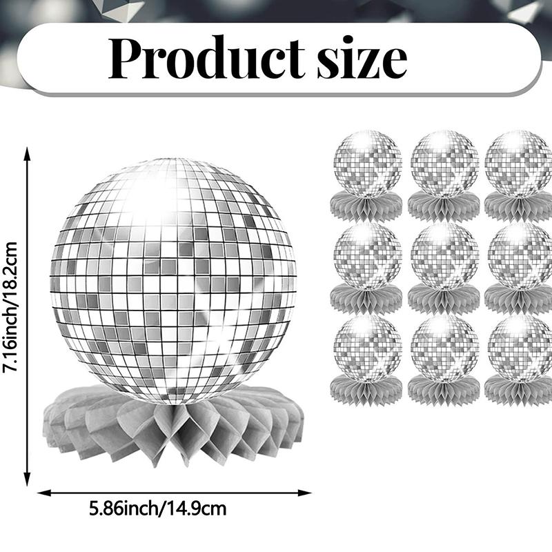 WTEMPO Party Table Central Decorations Silvery Honeycomb Ball Ornaments Three-dimensional Disco Ball Design Party Decorations