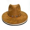Suede Peach Top Western Cowboy Hat Top Hat Flat Brim Straight Edge Jazz Hat