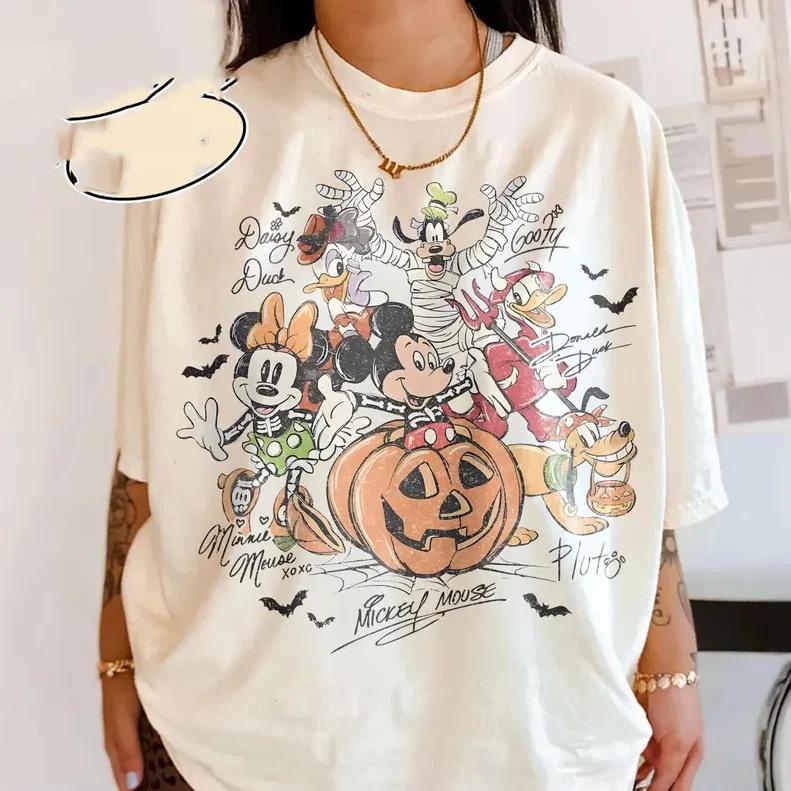 Mickey Friends With Signs Halloween Tshirt S