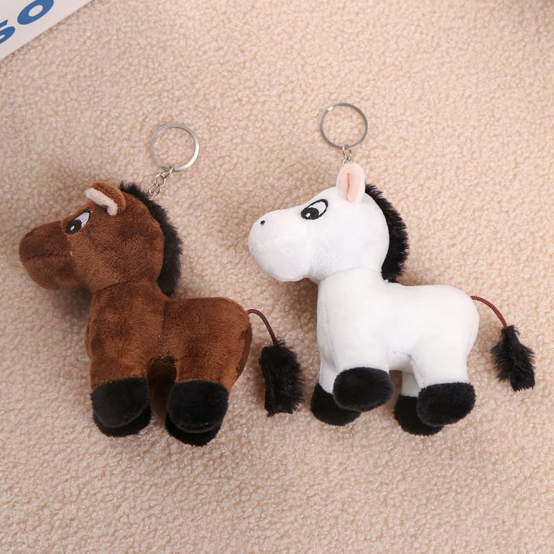 1Pcs Cartoon Pony Pendant Stuffed Animal Horse Plush Toy Key Ring Backpack Ornaments Hanging Decoration