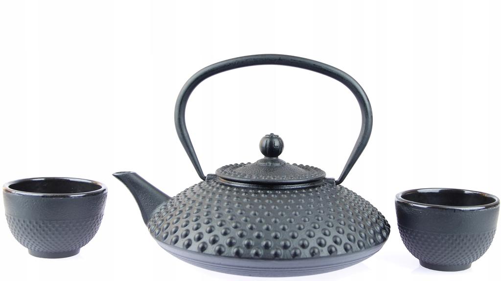 CAST IRON KETTLE 1.25L TEA TEAPERTAIN + 2x CUPS