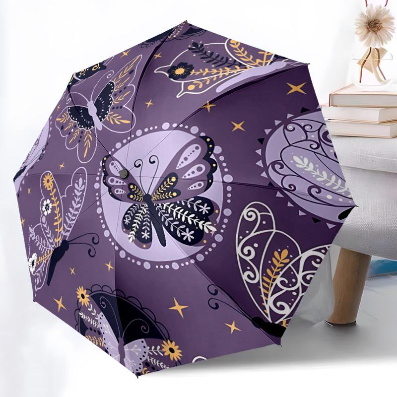 1pc Butterfly Fabric Automatic Folding Umbrella Durable Iron Frame,All Seasons Home Travel Outdoor Multifunctional Umbrella yy251115179