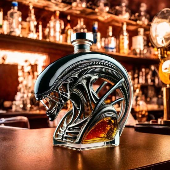 Whiskey Bottle Unique Alien Shape Glass Wine Decanter Multifunctional Beverage Container for Whiskey Wine Beer