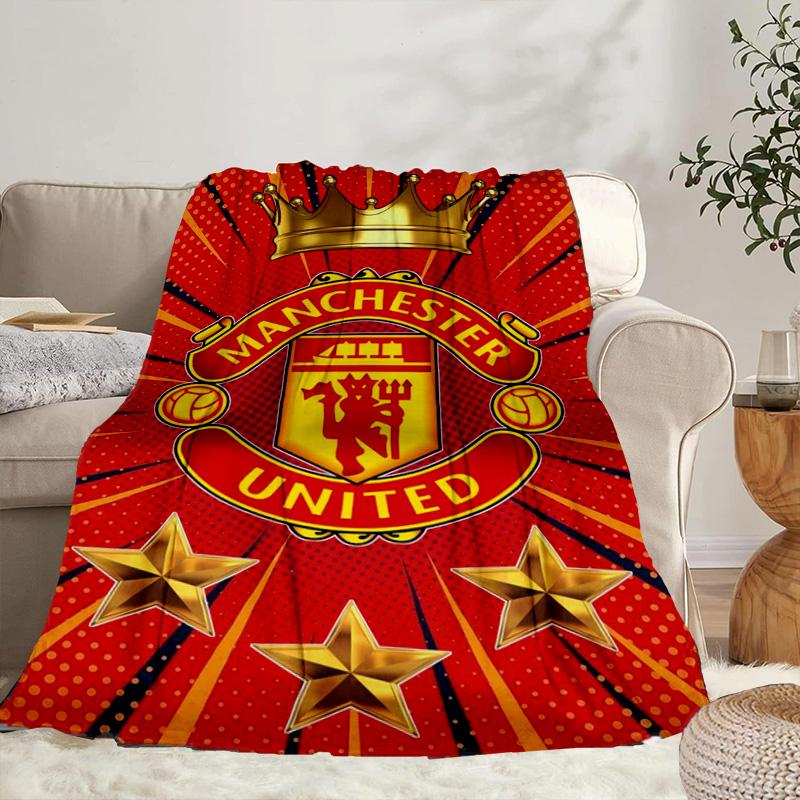 Coperta Portatile/Morbida Coperta Biancheria da Letto con Stemma del Manchester United Adatta per Viaggi Campeggio Soggiorni Uffici Divani Regali per Tifosi
