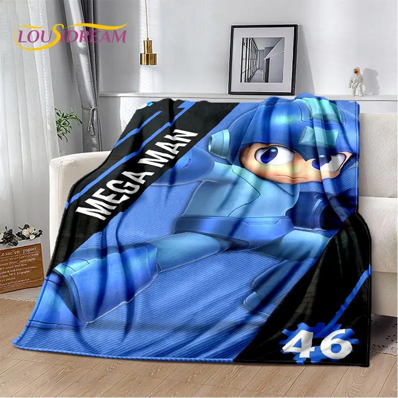 Rockman Megaman Game Cartoon Soft Plush Blanket,Flannel Blanket Throw Blanket for Living Room Bedroom Bed Sofa Picnic Cover Kids