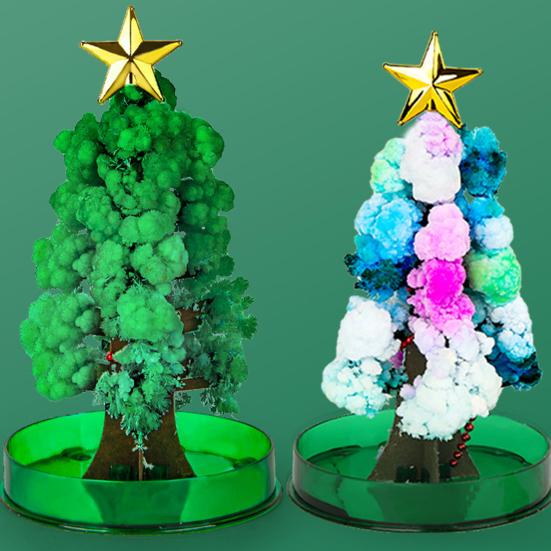 1 Set Mini Christmas Tree Toy DIY Faux Crystal Growing Tree Educational Crystallization Xmas Tree Toy Desktop Decoration Toddlers Boys Girls Gift