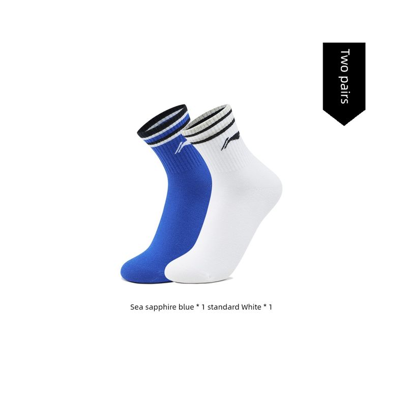 

Li Ning Гольфы Молодежная Спортивная Серия Life Длинные Носки S(20-22cm) Standard white navy blue (two pairs)