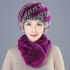 Middle-aged Rex rabbit hair hat female autumn and winter warm elderly grandmother ear protection fur mother wool scarf