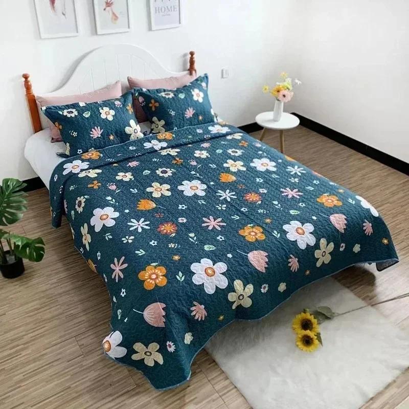 

180x220/220x240cm Floral Printed Quilted Bedspread on The Bed Plaid Cover American Style Summer Quilt Adults Blanket Bed Cover 180x220cm