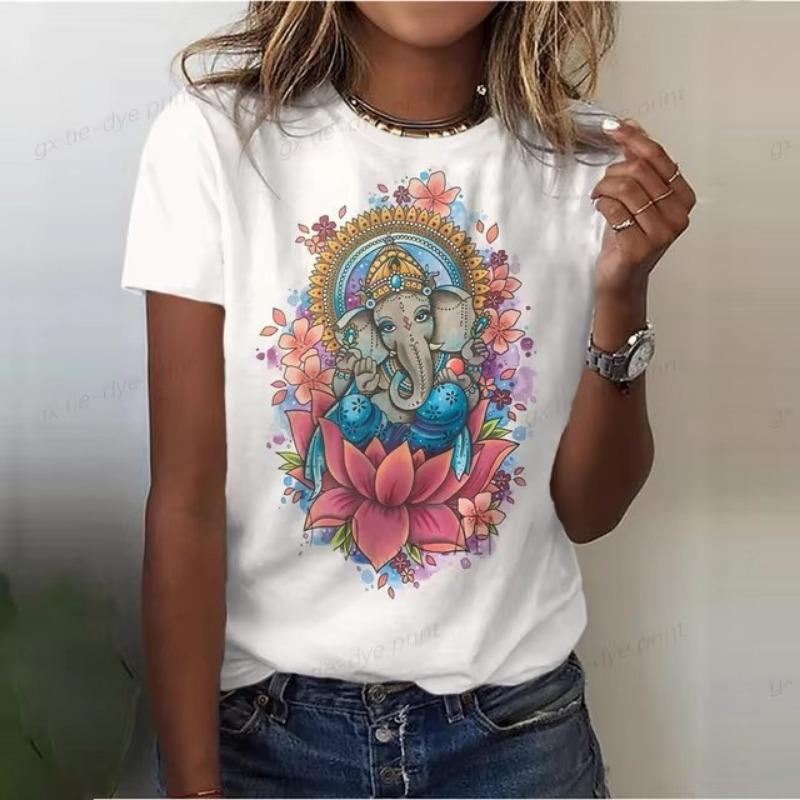 

Женская одежда большого размера, женская одежда в стиле бохо, футболки, сексуальные футболки для девочек, топы, футболка со слоном и животными, акварельная футболка с 3D принтом 5XL