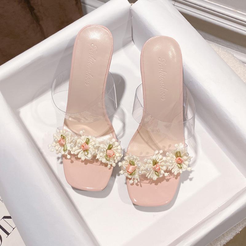 

Super High Heel Women Slippers Transparent PVC High Heel Sandals Crystal Platform Sandals 11CM Model Catwalk Women Pumps 35