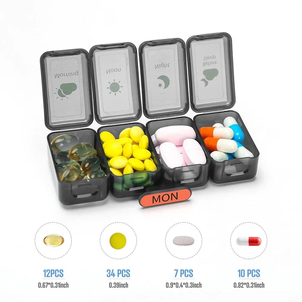Seven Days a Week Early, Mid and Late To Remind 28 Large Capacity Pills Dispensed Mini Carry the Elderly Medicine Box