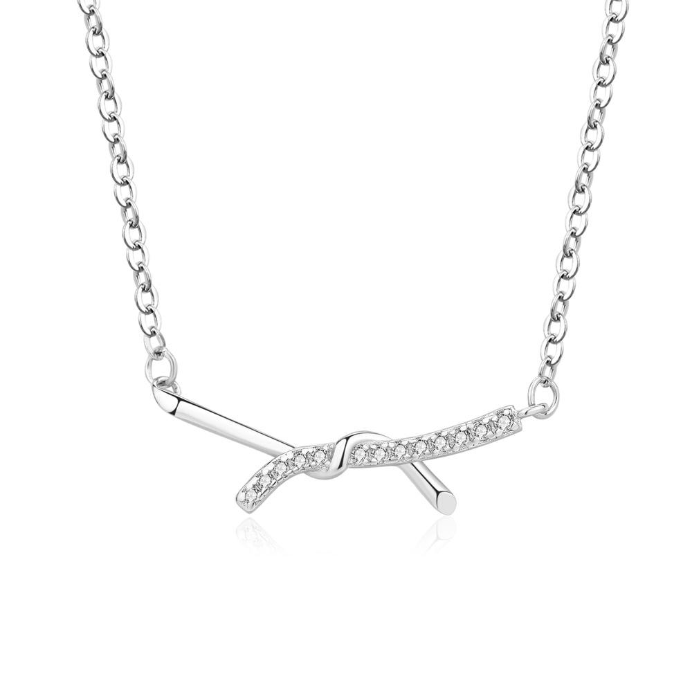 

Ожерелье из крученой веревки с бантом из стерлингового серебра 925 пробы, женское ожерелье из крученой ключичной цепочки из розового золота 18 карат с маленьким ароматным ветром и крестом 925 Silver