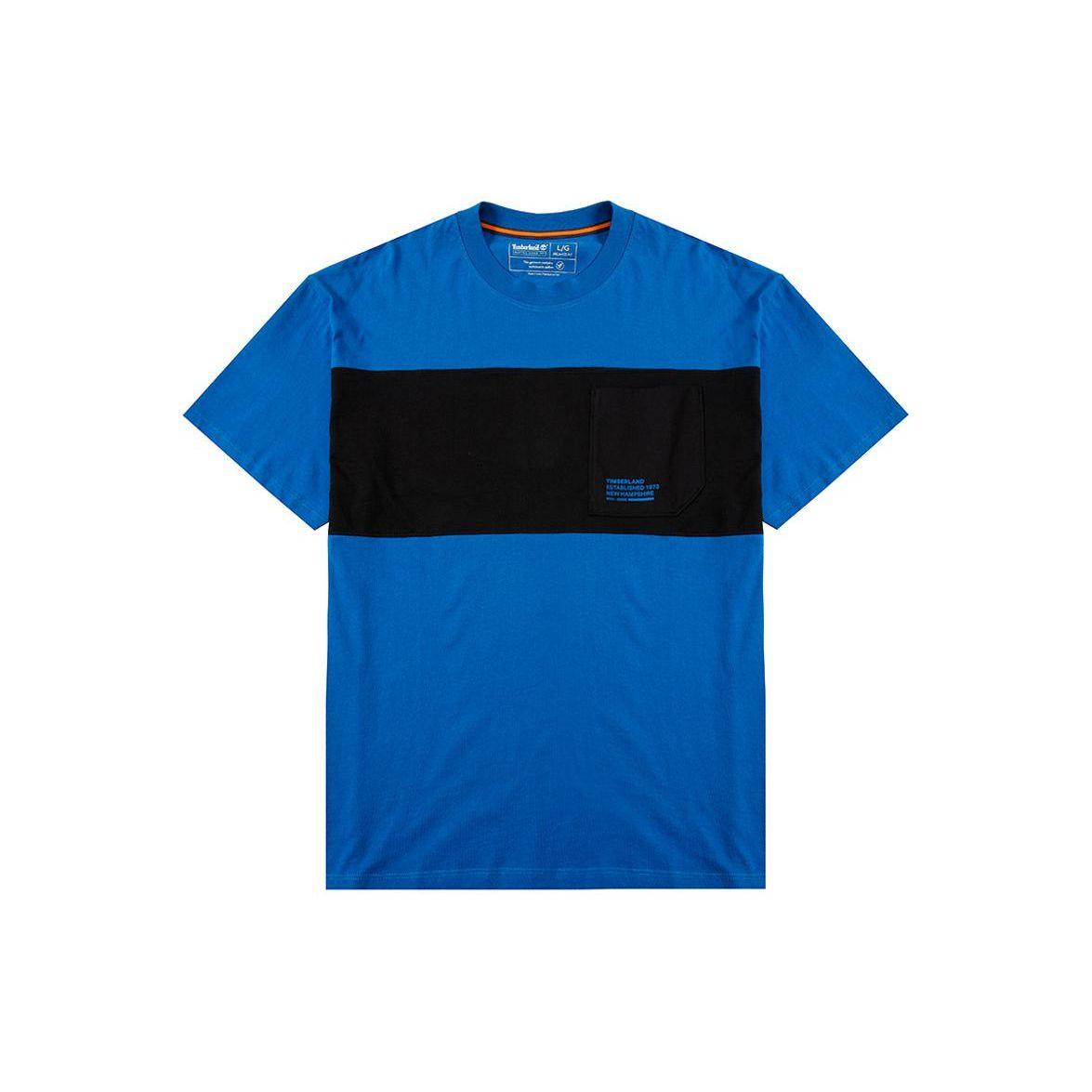 

Timberland SS22 Color Block Crew Neck Short Sleeve T Shirt Men Tops Blue A2EKW-I55 L
