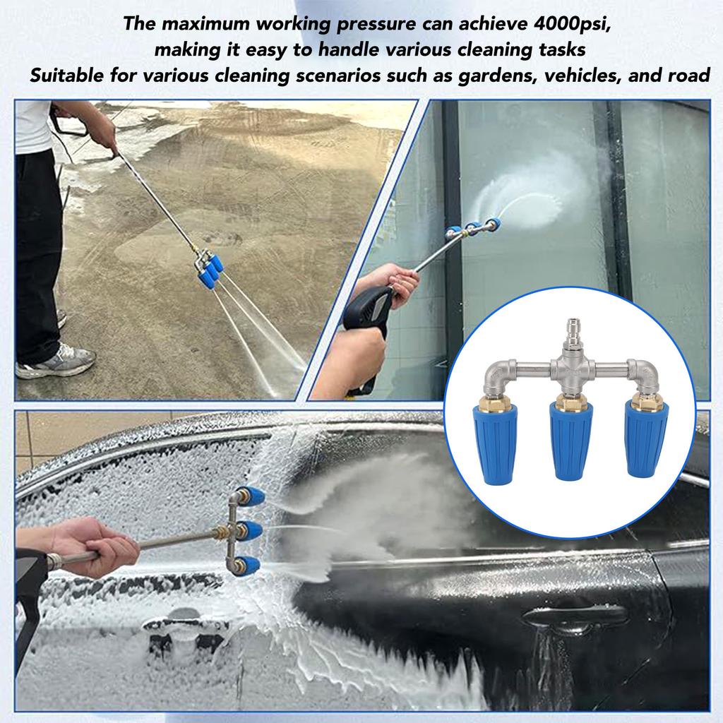 Trojitá Turbo Tryska 1/4 palce Rychlospojka 4000PSI Rotující Tryska Tlakové Myčky pro Čištění Zahrady Auta Cesty