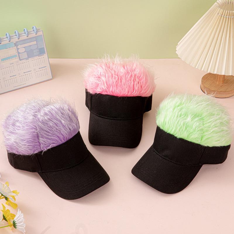 Multicolor Wig Baseball Cap For Men Women Hip Hop Hat Fashion Colorful Fur Peaked Cap Internet Celebrity Funny Party Hat