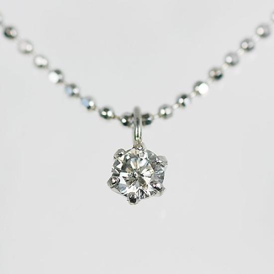 14K White Gold Diamond Solitaire Petite Pendant Necklace [KASHIMA] 0.1ct