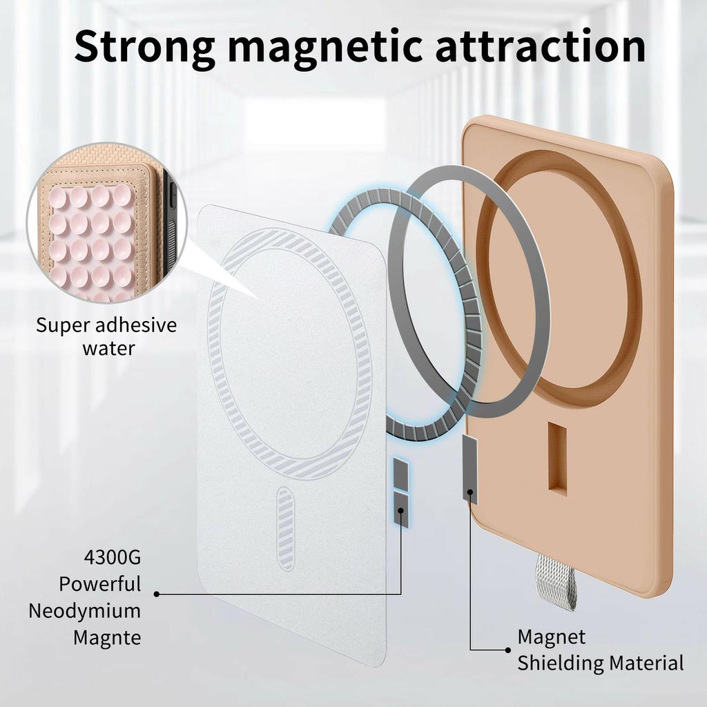 For iPhone 17 Pro Max Case Carbon Fiber Texture Leather Back Cover with Magnetic Detachable Suction Cup