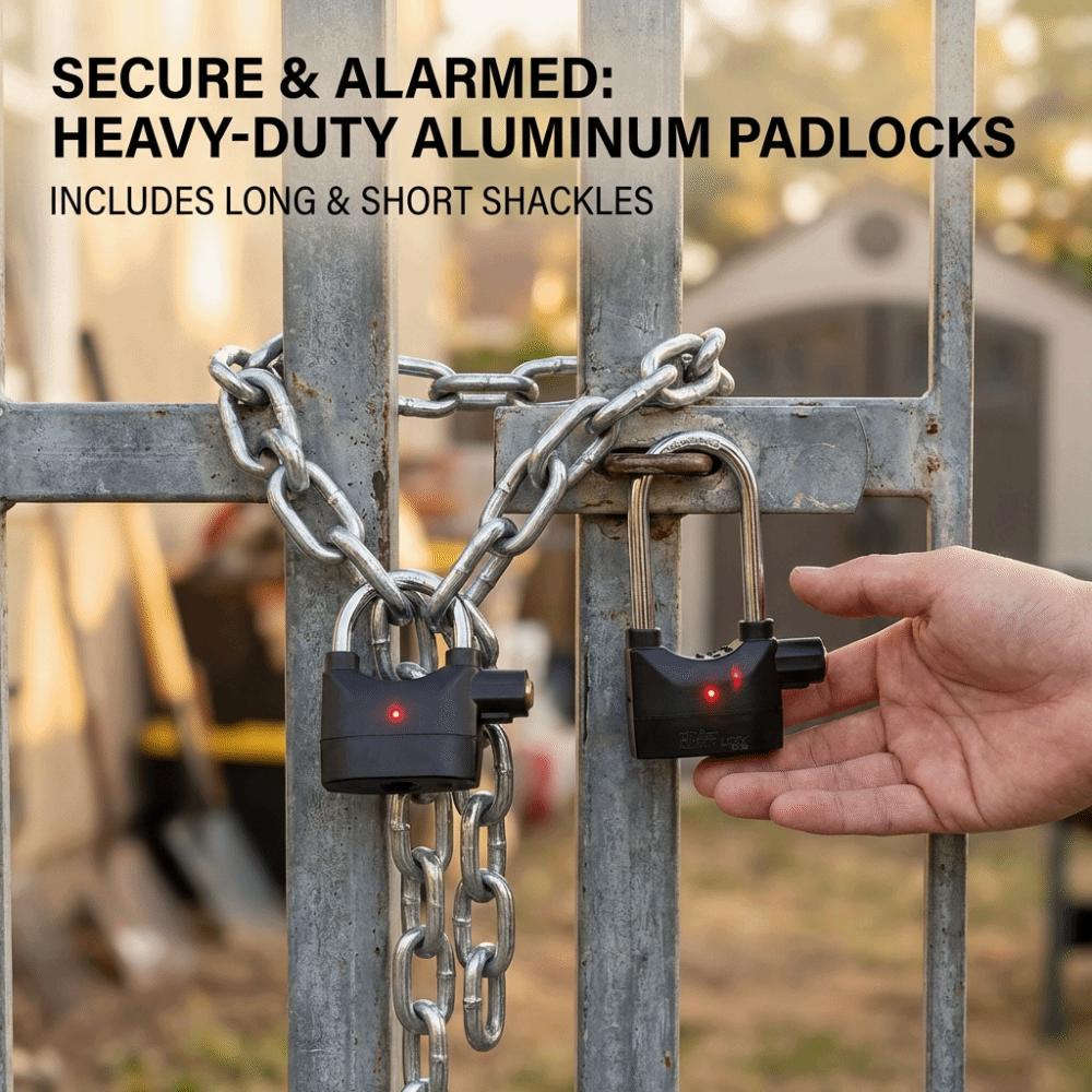 Universal Waterproof Siren Alarm Padlock 110dB Heavy Duty Bicycle Lock Rust Proof Anti Theft Security Padlock Fence