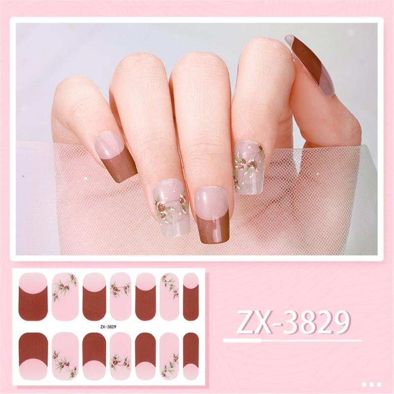 Nail Polish Stickers Self-Adhesive Nail Sticker Manicure Sticker Waterproof Full Wrap Nail Strips with Nail File