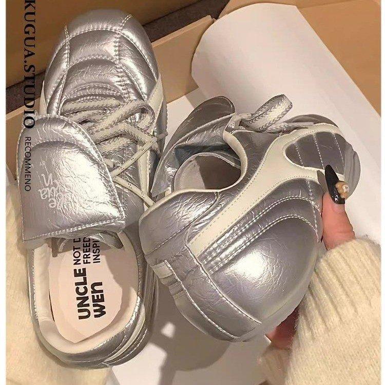 Dexun Shoes Women's 2025 Spring New Women's Shoes Retro Flat-bottomed Forrest Gump Shoes Flip Casual Sports Shoes White Shoes Women