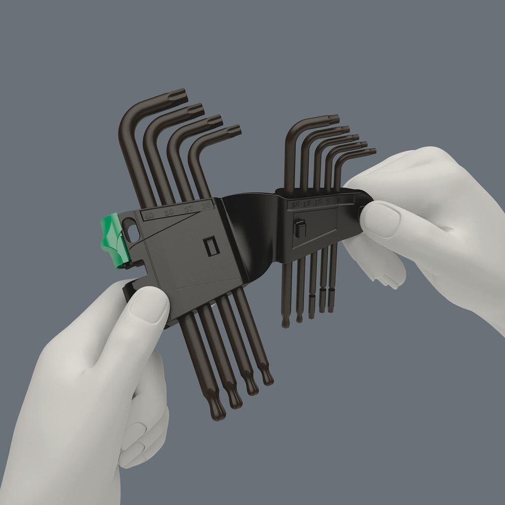 Wera 05073598001 Hexagon 967 SB Black Ballpoint Hex 9 Pieces PKL/9 L-Key Set, Laser, Key,