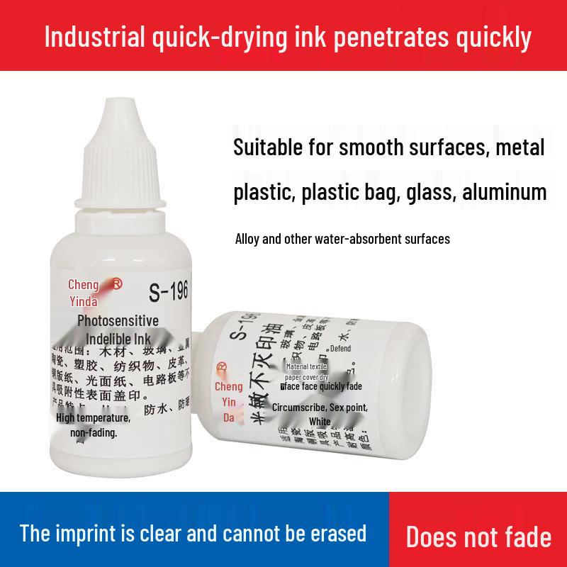 196 White Indelible Ink: Quick-Drying, Non-Fading for Metal, Plastic, Leather, and Ceramic Surfaces