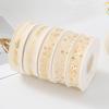 10Yards/Roll Hair Bows DIY Craft Gold Foil Snow Yarn for Gift Wrapping 2.5cm Organza Ribbon Printed Silk Ribbons