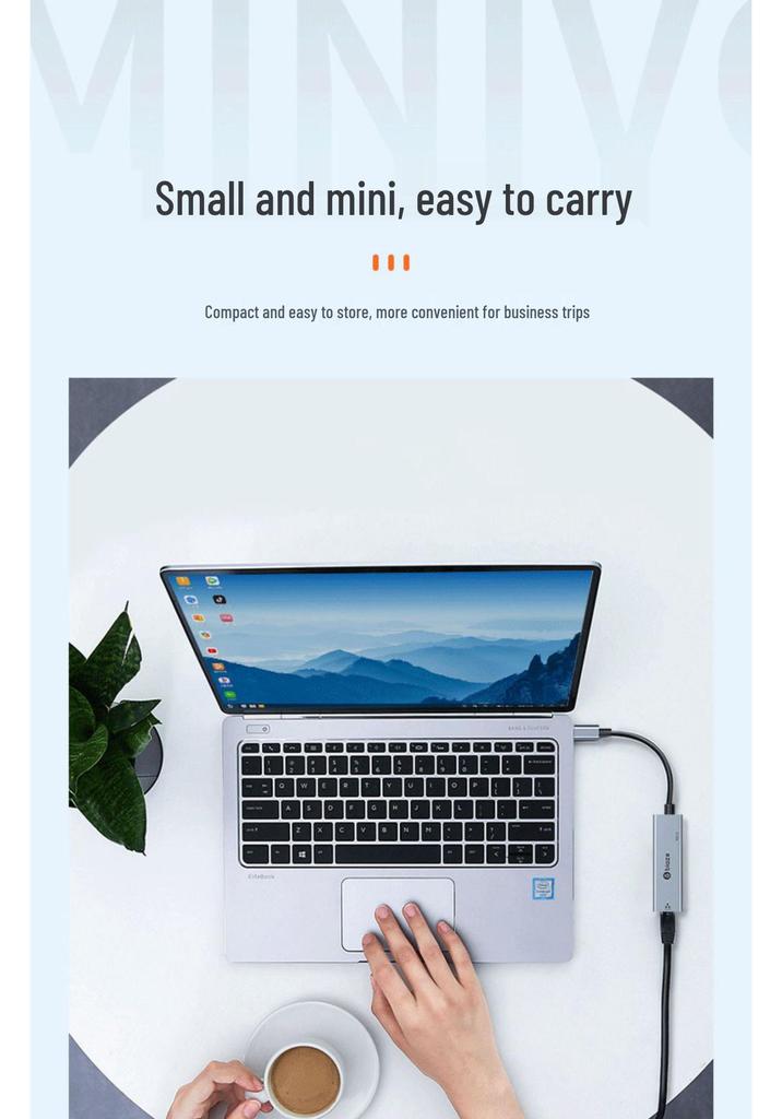 Biaze USB-C To Gigabit Ethernet Adapter with PD Charging Expansion Hub