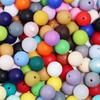 20pcs/lot 12mm 15mm Candy Color Silicone Beads Round Loose Spacer Beads For DIY Keychains Necklace Bracelet Beaded Pen Decor