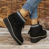 Autumn and Winter New Fringed Boots Women's Fashion Platform Small Wedge Boots Frosted Suede Round-toe Booties