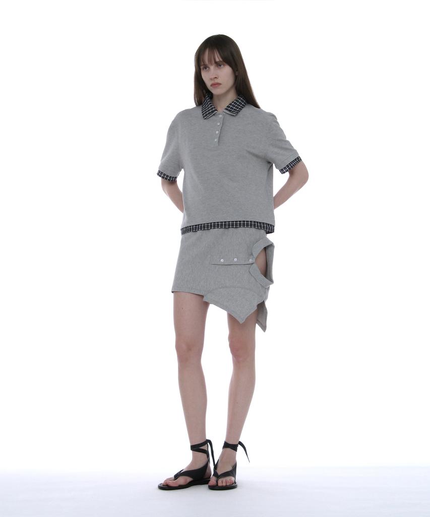 PARTIMENTO WOMEN Double Layered Polo Tee_Melange