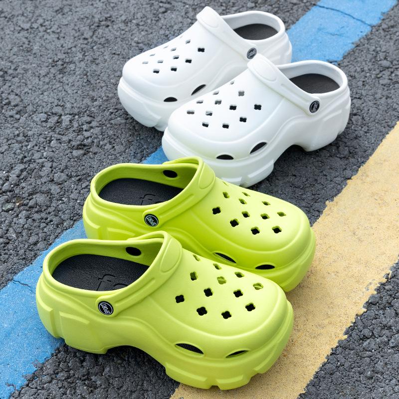 Thick-soled heightening hole shoes popular women's outer wear office non-slip breathable operating room bag head half slippers women's summer