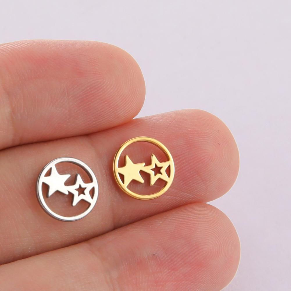 Teamer 5pcs Stainless Steel Charms for Jewelry Making DIY Accessories Sun Star Heart Moon Pendant for Bracelet Necklace Earrings