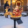 Warm White Festive Garden Lamps Santa And Reindeer Sleigh Solar Stake Light LED Christmas Pathway Energy Saving Courtyard Decor Lamp Powered Outdoor