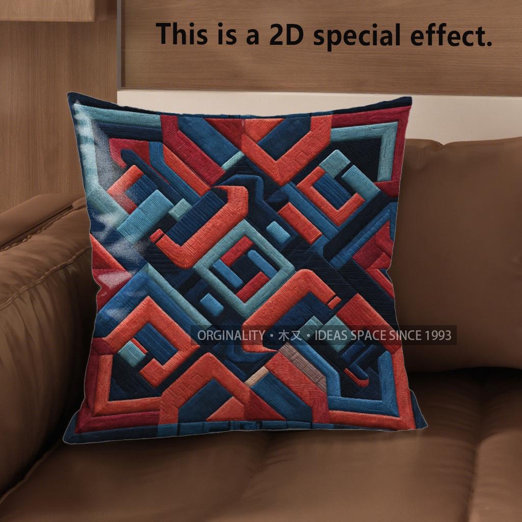 2D Bohemian Geometric 3D Visual Print Pillow Covers Pattern Cushion Cover Suitable For Sofa Bedroom Car Pillow Cover