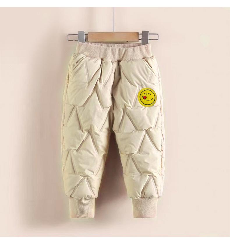 Children's Windproof Quilted Cotton Pants with Velvet Lining for Boys and Girls - Warm Winter Casual Wear