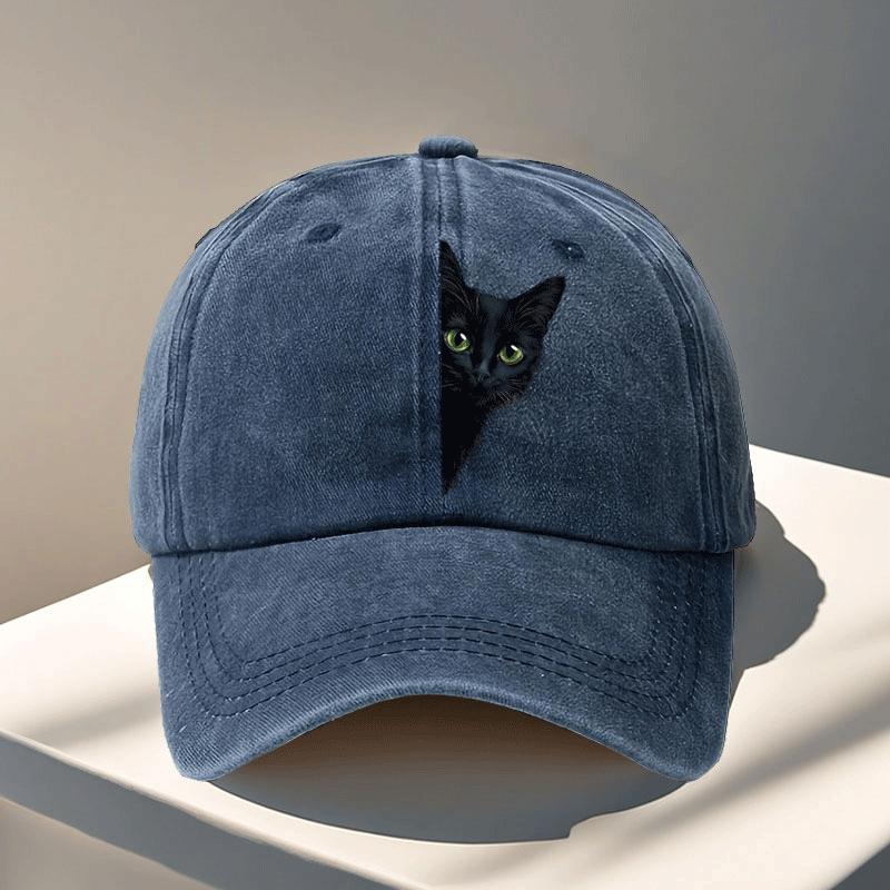 Womens Baseball Cap with Peeking Black Cat Adjustable Snapback Hat Lightweight NonStretch Fit Appropriate for Any Season