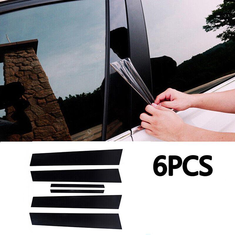 6Pcs Car Glossy Black Pillar Post Sticker Trim For Honda Civic Sedan 2006-2011 Auto Door Window Exterior Molding Decal Parts